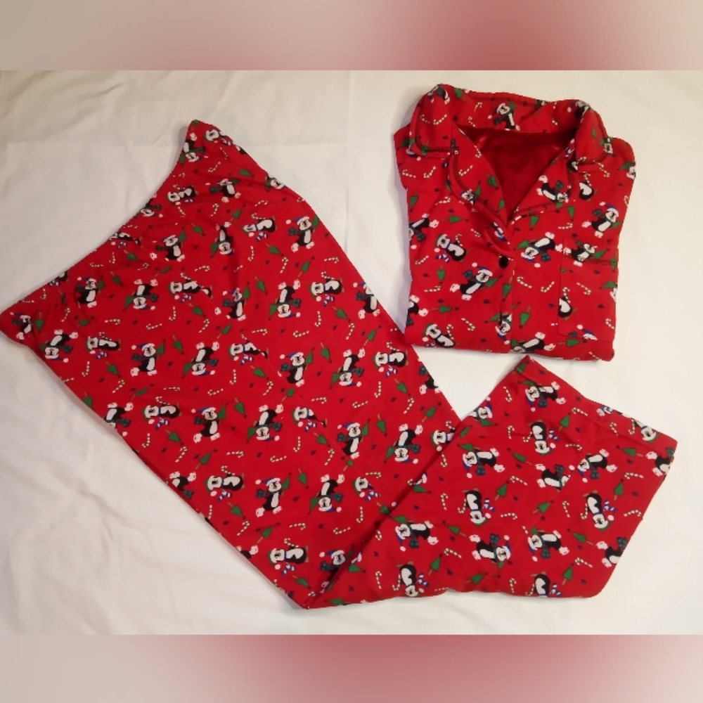 Christmas Penguin Soft Fleece Pajama Set L(12-14) - Picture 1 of 7